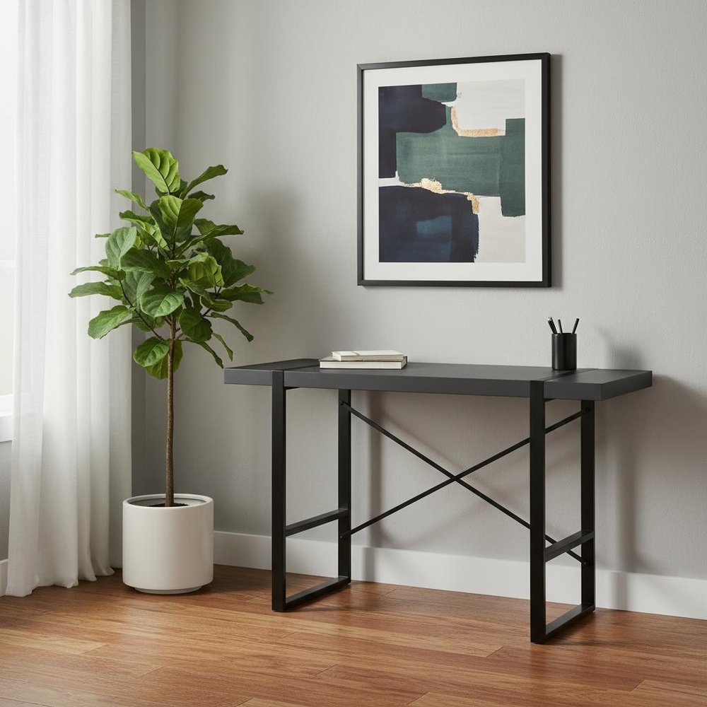 49" Gray and Black Computer Desk HomeRoots