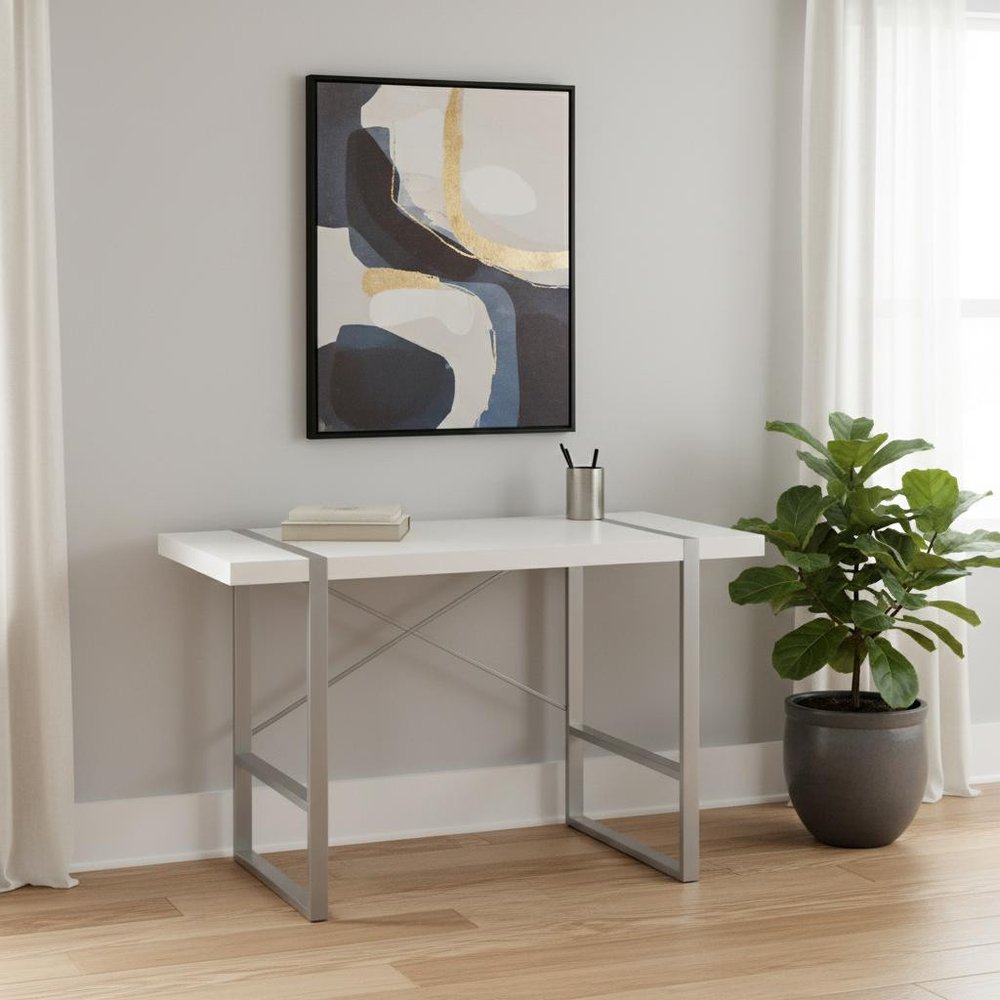49" White and Gray Computer Desk HomeRoots