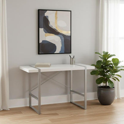 49" White and Gray Computer Desk HomeRoots