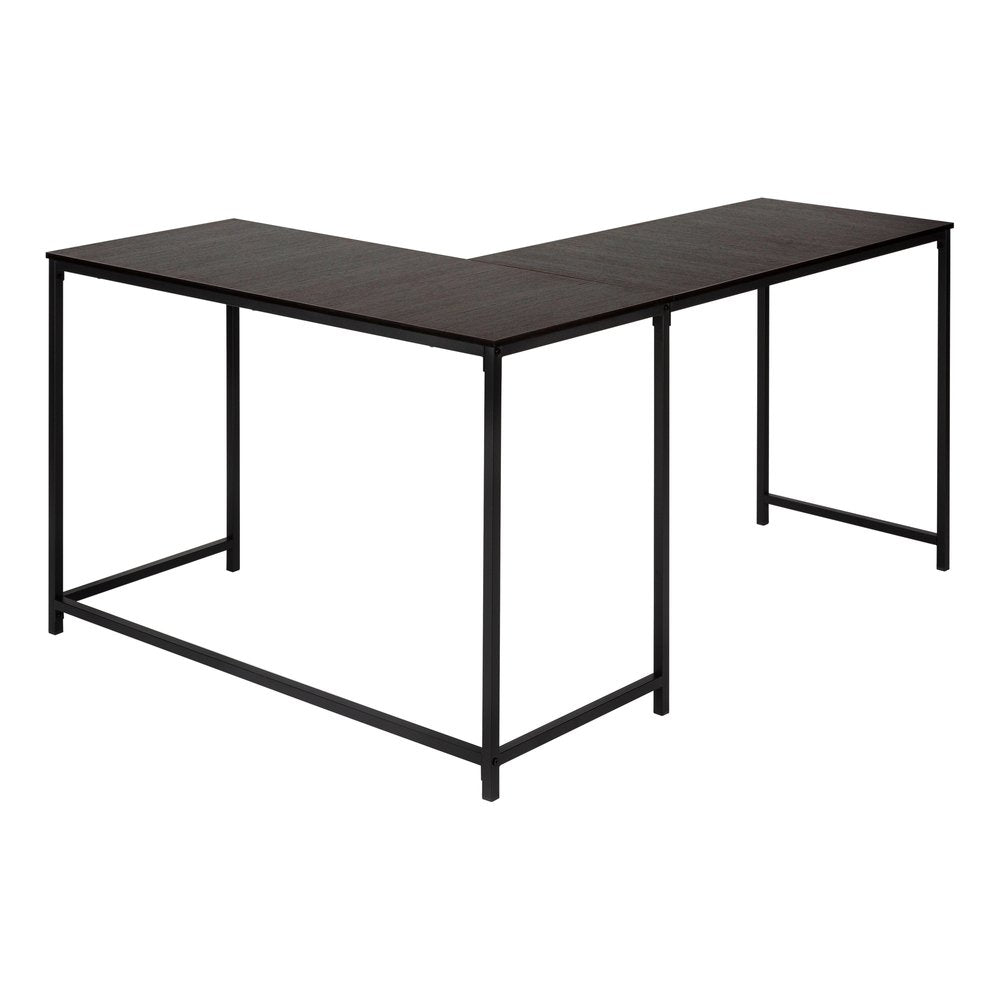 58" Espresso and Black L Shape Computer Desk HomeRoots