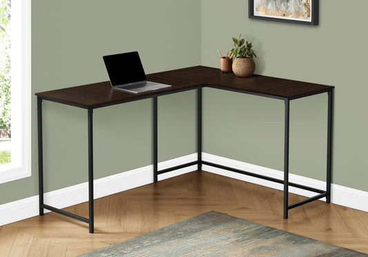 58" Espresso and Black L Shape Computer Desk HomeRoots