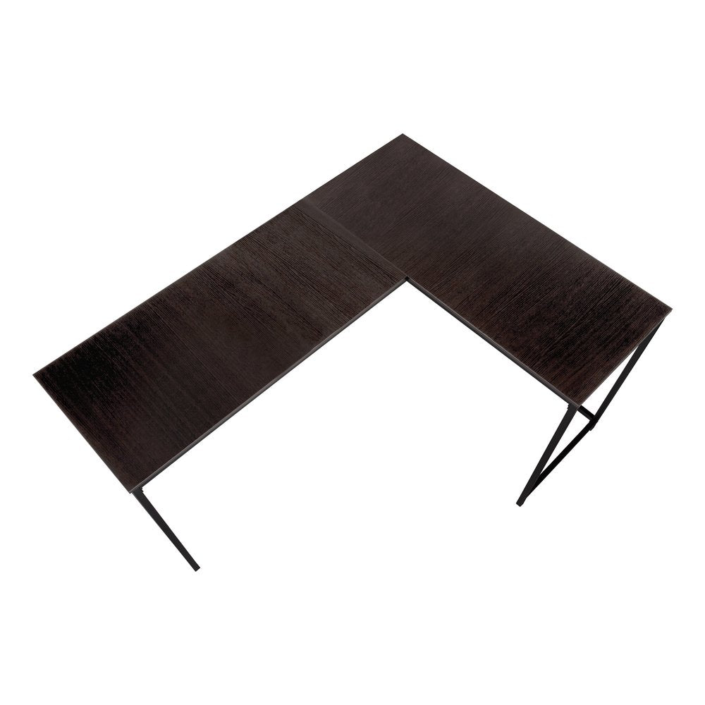 58" Espresso and Black L Shape Computer Desk HomeRoots