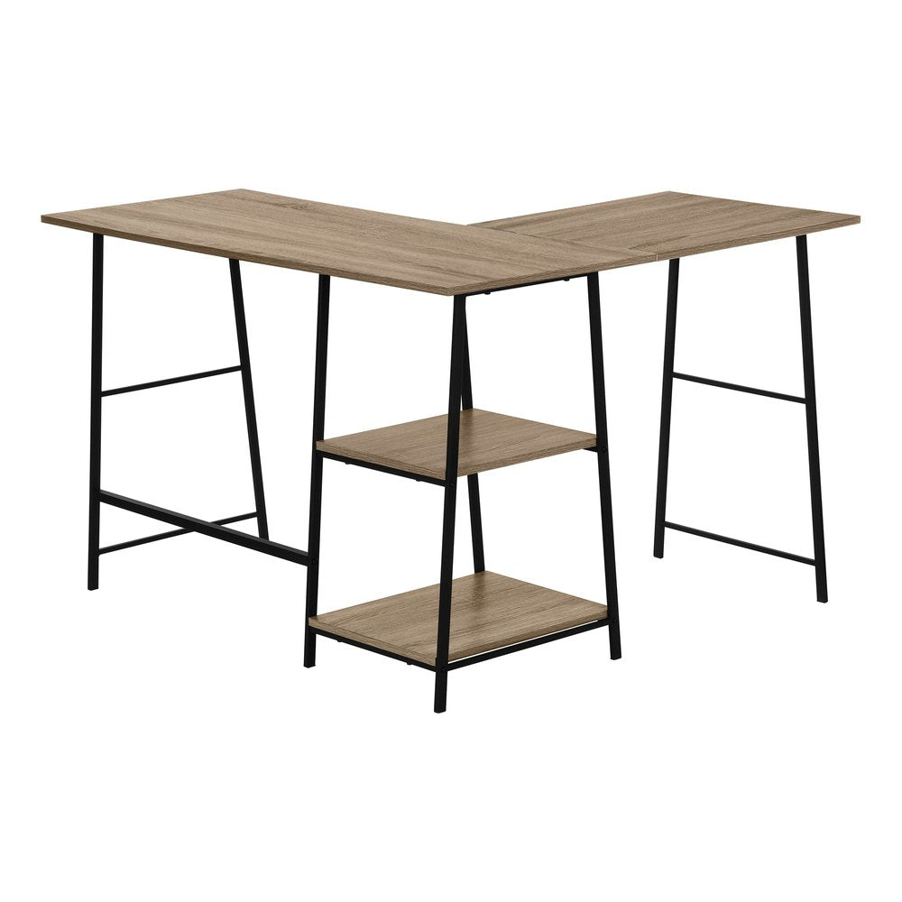 47" Taupe and Black L Shape Computer Desk HomeRoots