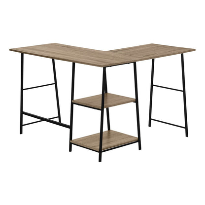 47" Taupe and Black L Shape Computer Desk HomeRoots