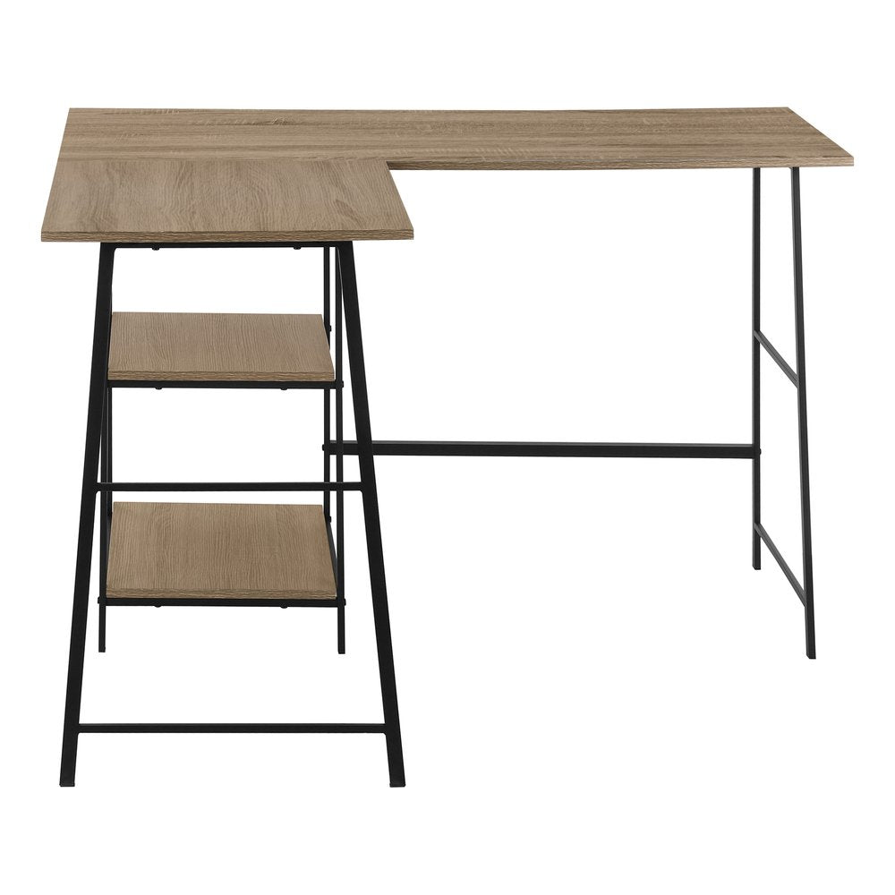 47" Taupe and Black L Shape Computer Desk HomeRoots