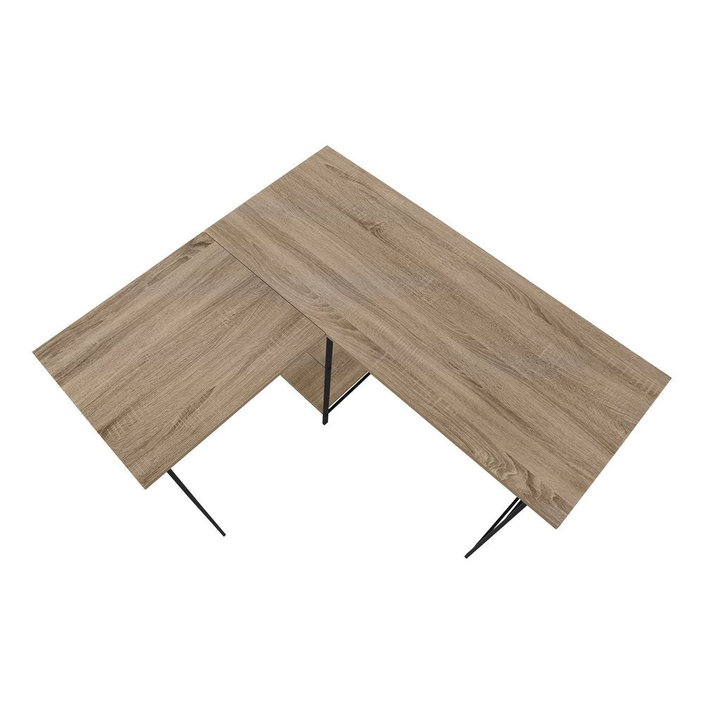 47" Taupe and Black L Shape Computer Desk HomeRoots