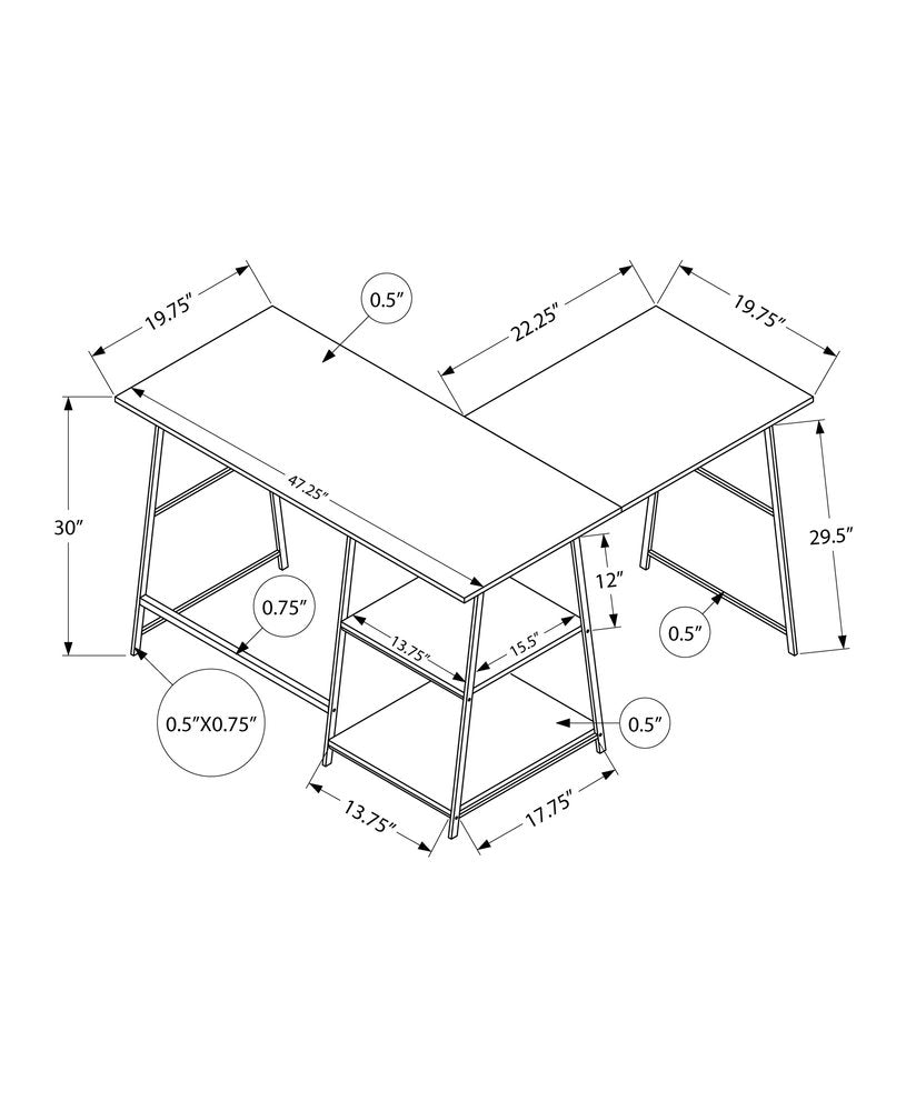 47" Taupe and Black L Shape Computer Desk HomeRoots