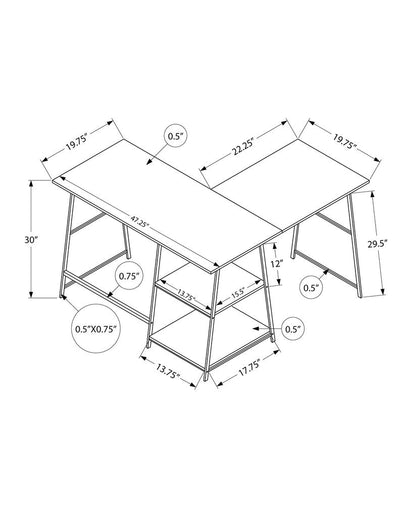 47" Taupe and Black L Shape Computer Desk HomeRoots