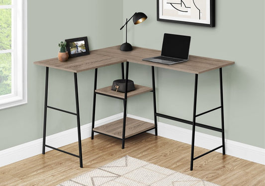 47" Taupe and Black L Shape Computer Desk HomeRoots