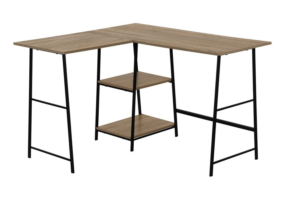 47" Taupe and Black L Shape Computer Desk HomeRoots