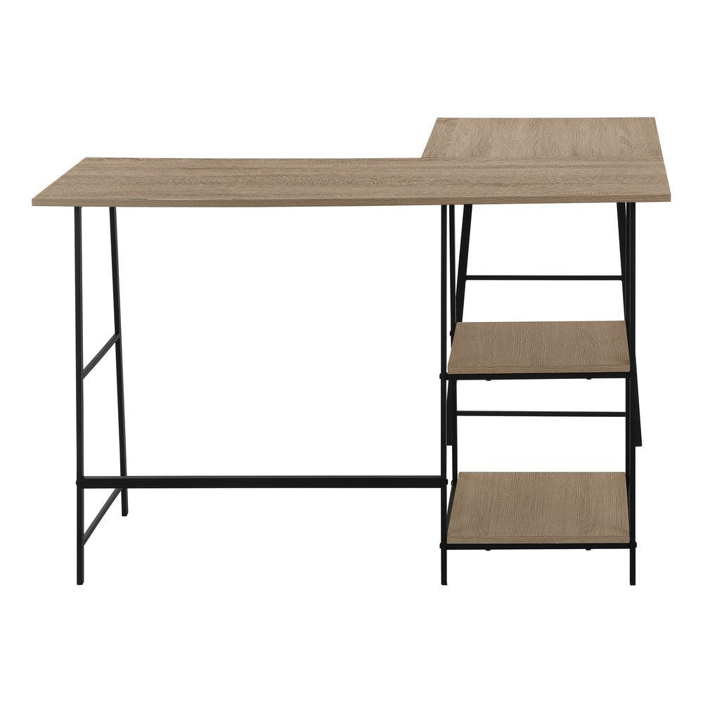 47" Taupe and Black L Shape Computer Desk HomeRoots