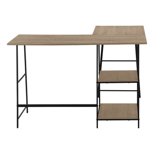 47" Taupe and Black L Shape Computer Desk HomeRoots