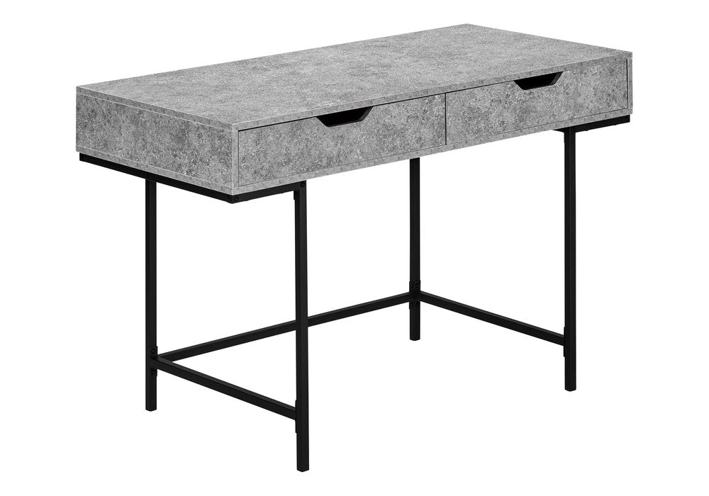 47" Gray and Black Wood and Metal H-Shape Computer Desk With Two Drawers HomeRoots