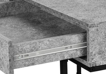 47" Gray and Black Wood and Metal H-Shape Computer Desk With Two Drawers HomeRoots