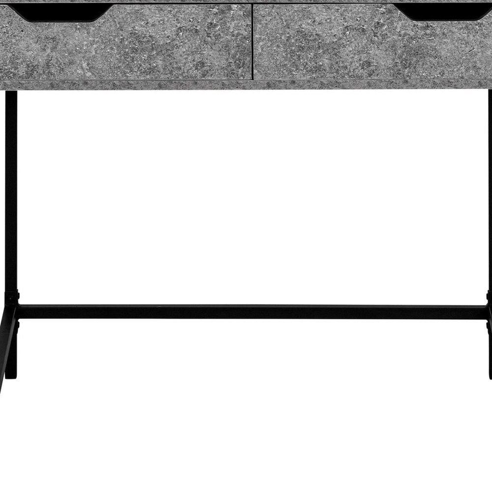 47" Gray and Black Wood and Metal H-Shape Computer Desk With Two Drawers HomeRoots