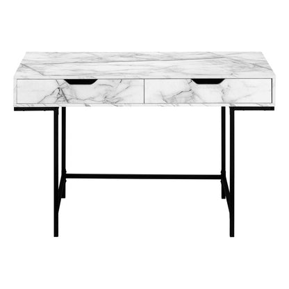 47" White and Black Wood and Metal H-Shape Computer Desk With Two Drawers HomeRoots