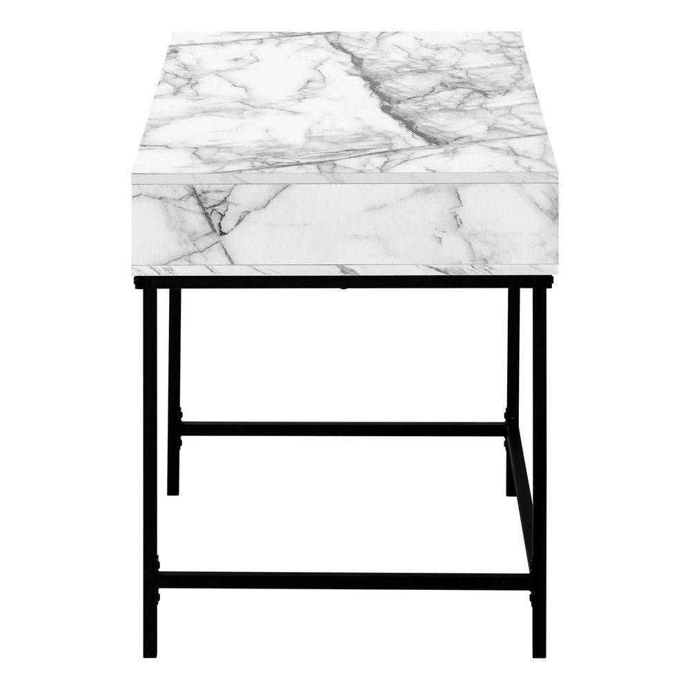 47" White and Black Wood and Metal H-Shape Computer Desk With Two Drawers — view 4