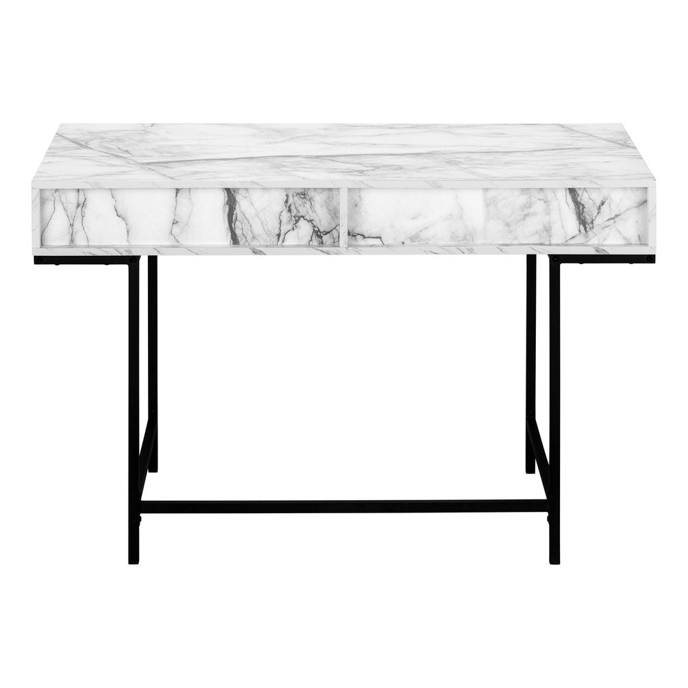 47" White and Black Wood and Metal H-Shape Computer Desk With Two Drawers — view 4