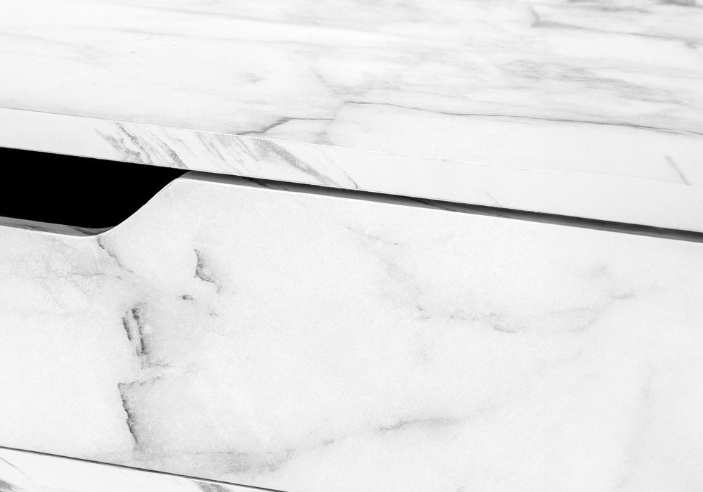 47" White and Black Wood and Metal H-Shape Computer Desk With Two Drawers — view 12