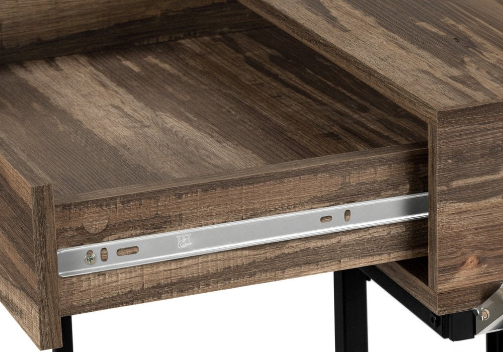 47" Brown and Black Wood and Metal H-Shape Computer Desk With Two Drawers HomeRoots