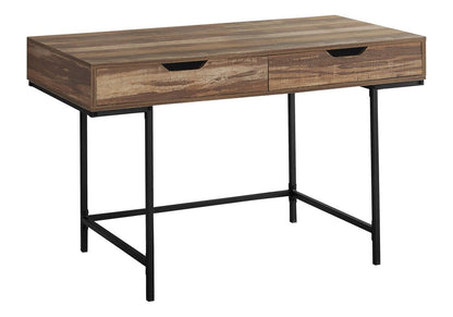 47" Brown and Black Wood and Metal H-Shape Computer Desk With Two Drawers HomeRoots