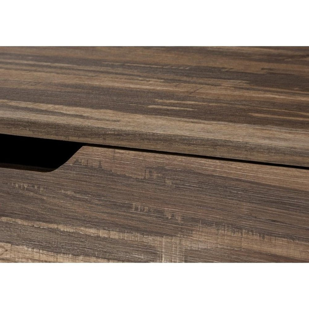 47" Brown and Black Wood and Metal H-Shape Computer Desk With Two Drawers HomeRoots