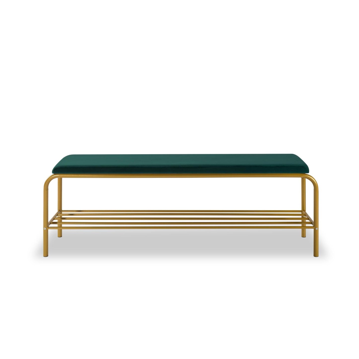 single layer Shoe storage bench Green Velvet - FurniFindUSA