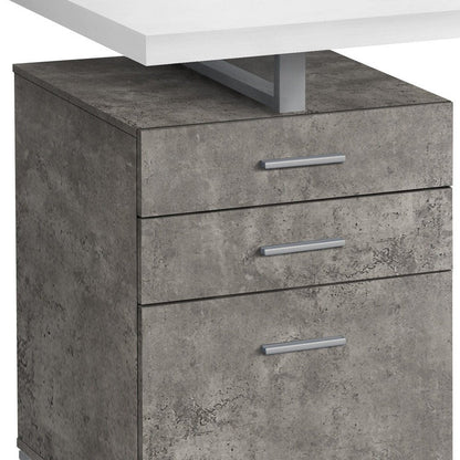 47" White and Gray Computer Desk With Three Drawers HomeRoots