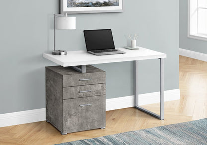 47" White and Gray Computer Desk With Three Drawers HomeRoots