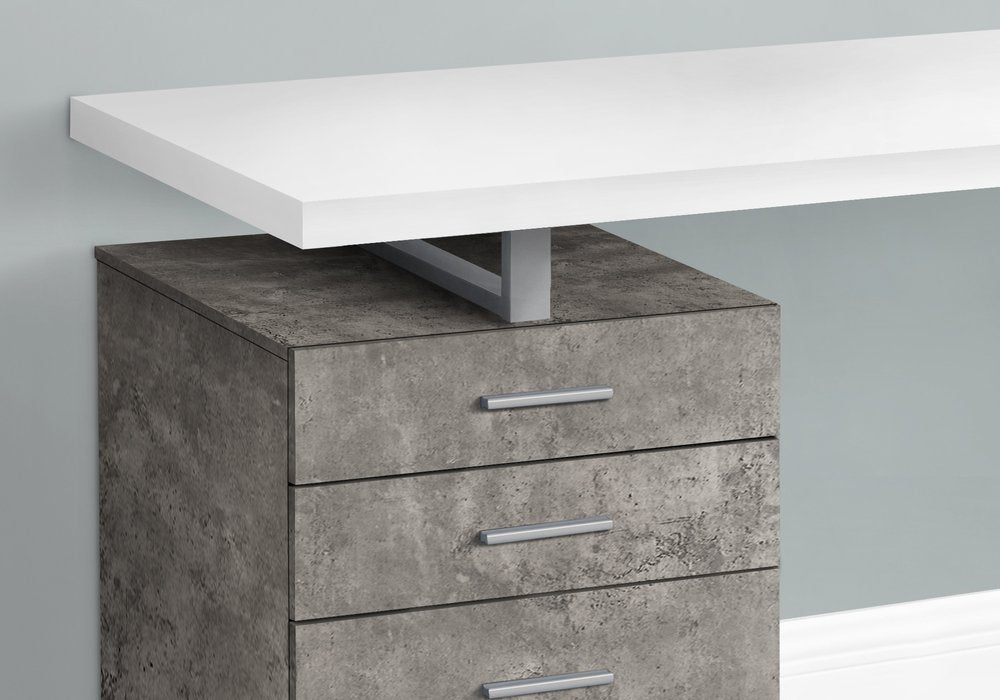 47" White and Gray Computer Desk With Three Drawers HomeRoots