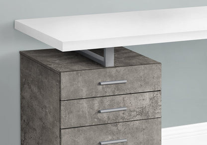 47" White and Gray Computer Desk With Three Drawers HomeRoots