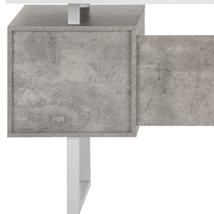 60" White and Gray Computer Desk With Three Drawers HomeRoots