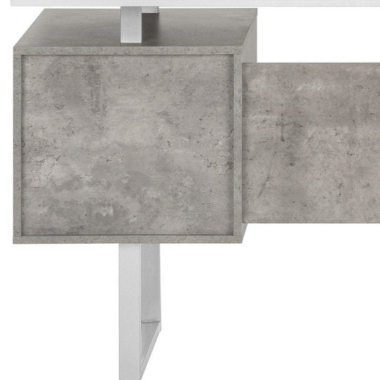 60" White and Gray Computer Desk With Three Drawers HomeRoots
