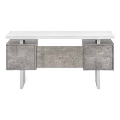 60" White and Gray Computer Desk With Three Drawers HomeRoots