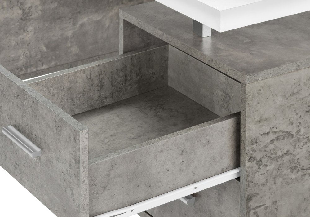 60" White and Gray Computer Desk With Three Drawers HomeRoots