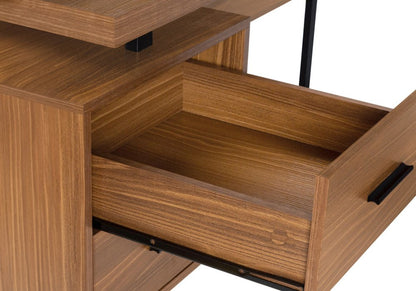 71" Brown and Black L Shape Computer Desk With Three Drawers HomeRoots