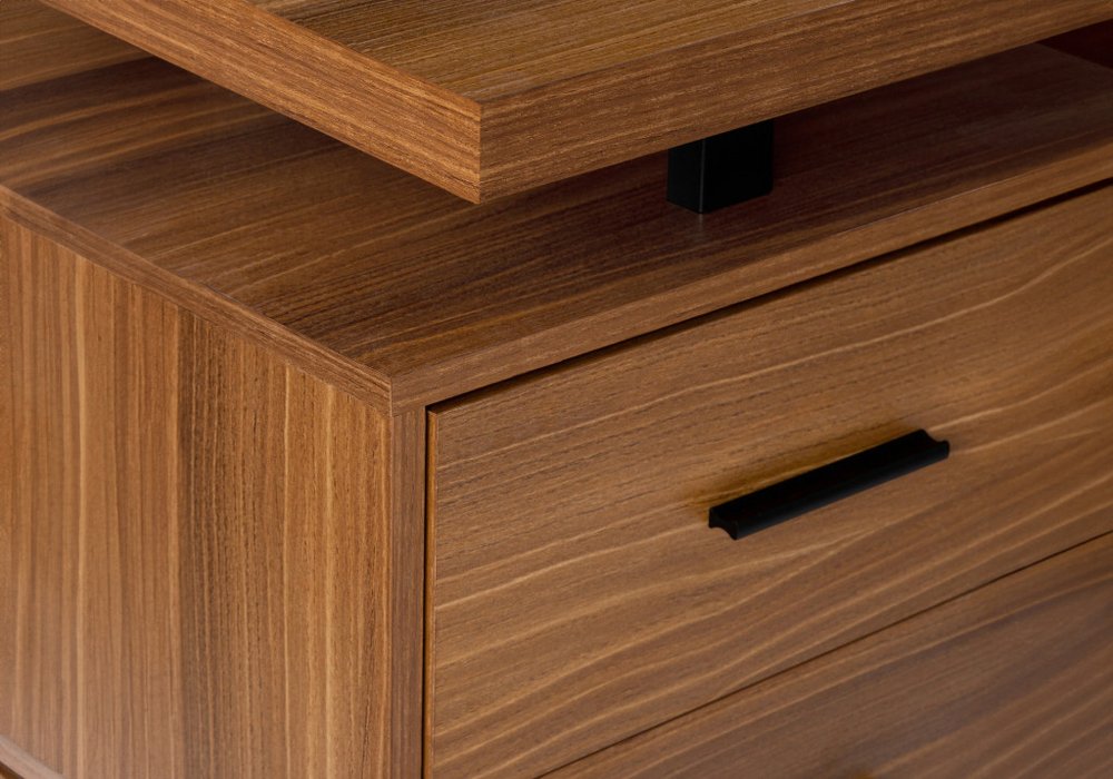 71" Brown and Black L Shape Computer Desk With Three Drawers HomeRoots