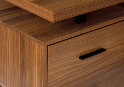 71" Brown and Black L Shape Computer Desk With Three Drawers HomeRoots
