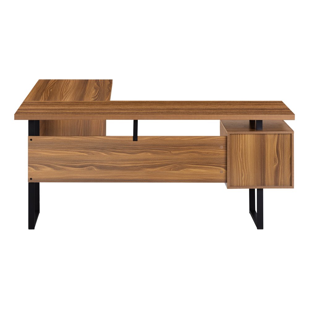 71" Brown and Black L Shape Computer Desk With Three Drawers HomeRoots