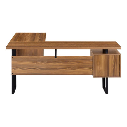 71" Brown and Black L Shape Computer Desk With Three Drawers HomeRoots