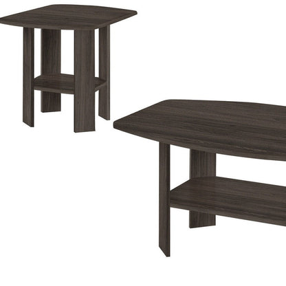 Set of Three 36" Oak Coffee Table With Three Shelves HomeRoots