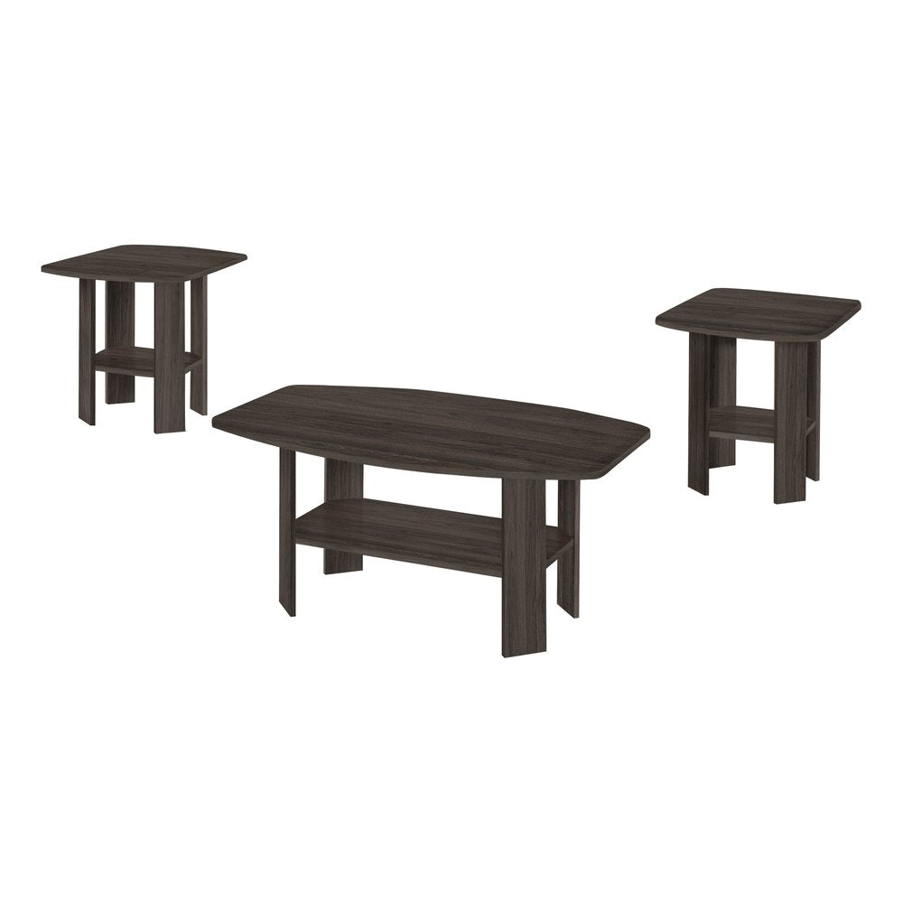Set of Three 36" Oak Coffee Table With Three Shelves HomeRoots