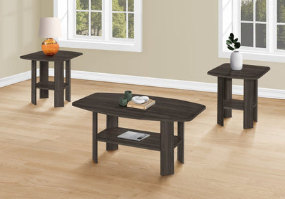 Set of Three 36" Oak Coffee Table With Three Shelves HomeRoots