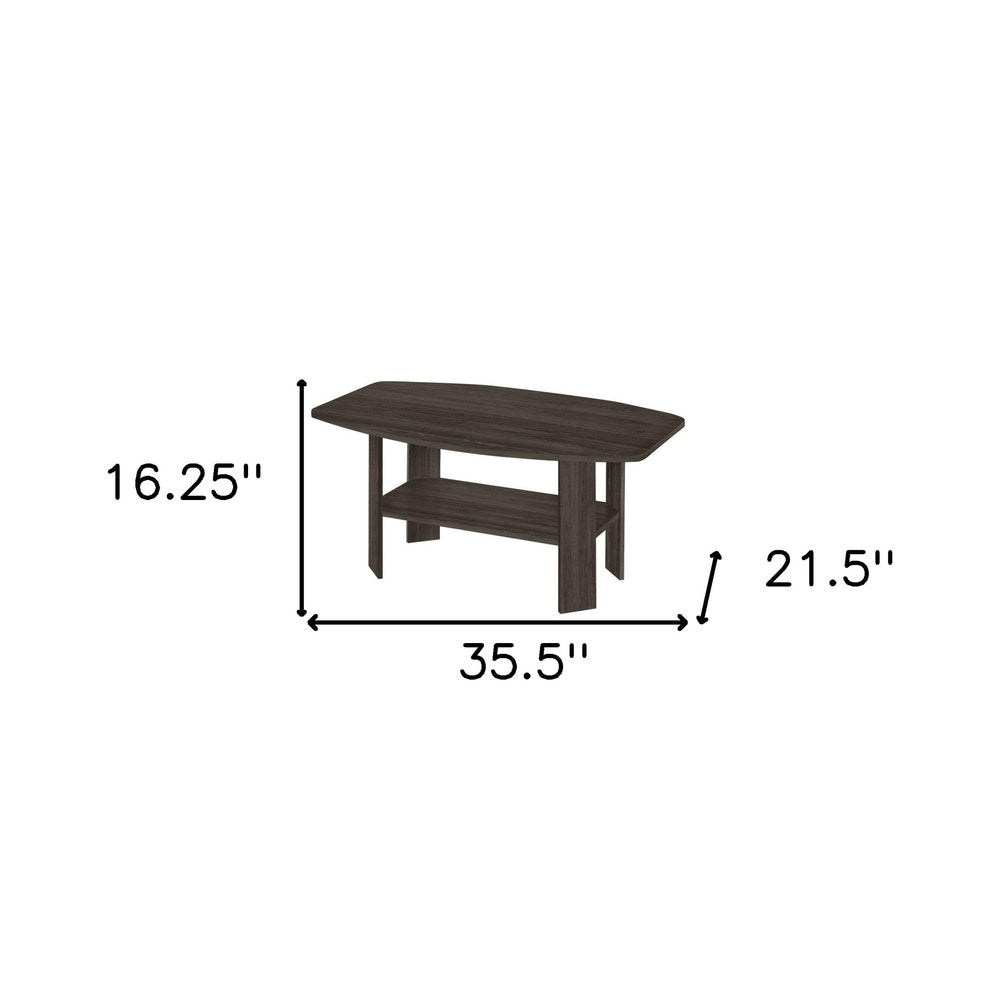 Set of Three 36" Oak Coffee Table With Three Shelves HomeRoots