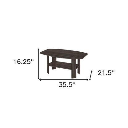 Set of Three 36" Oak Coffee Table With Three Shelves HomeRoots