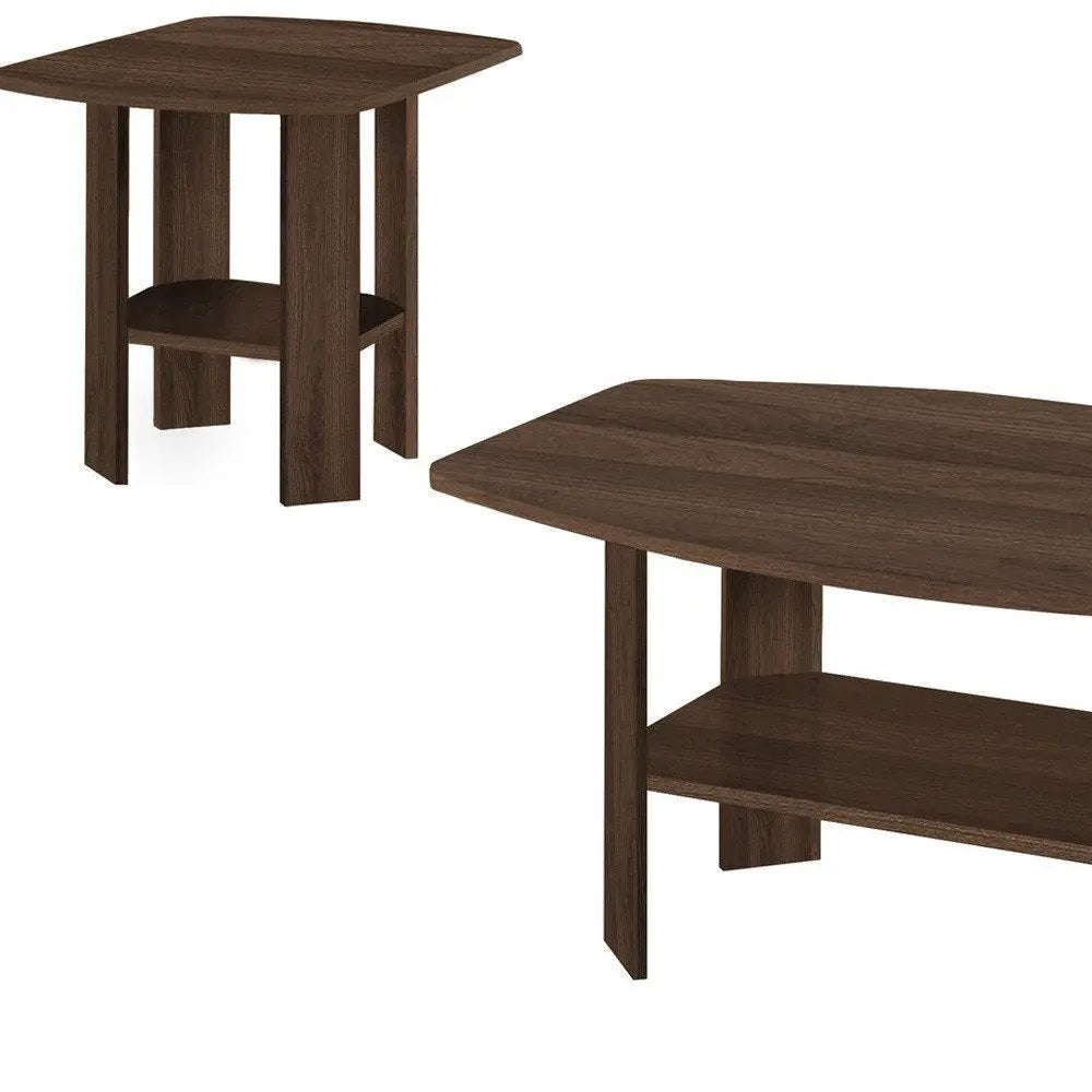 Set of Three 36" Espresso Coffee Table With Three Shelves HomeRoots