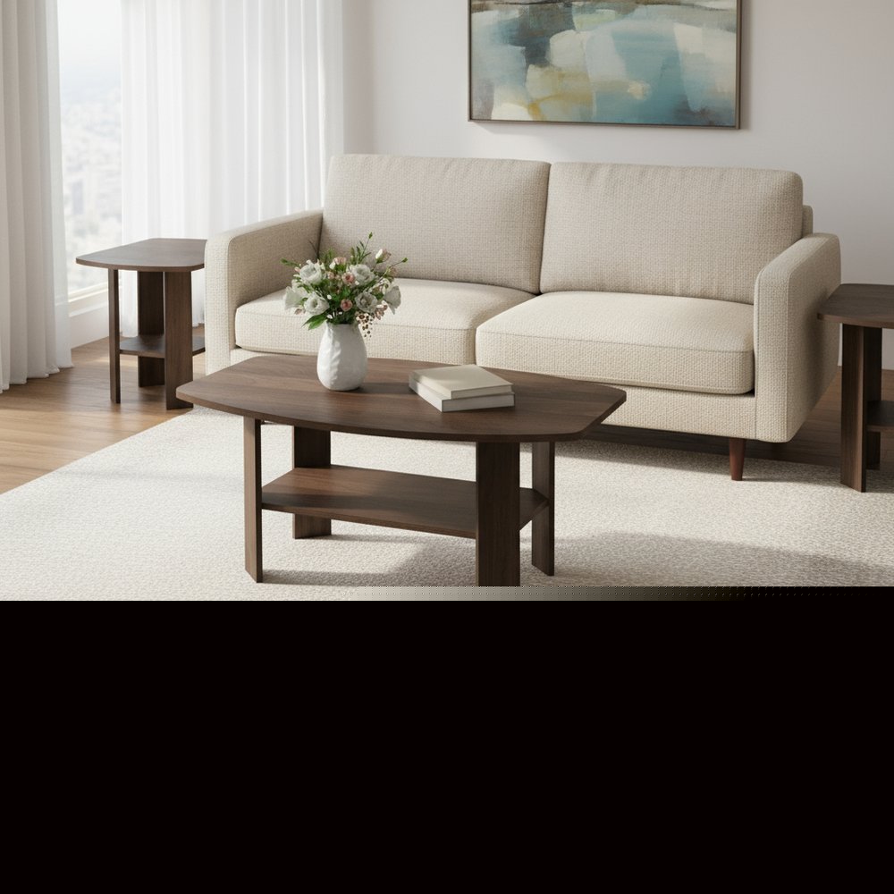 Set of Three 36" Espresso Coffee Table With Three Shelves HomeRoots