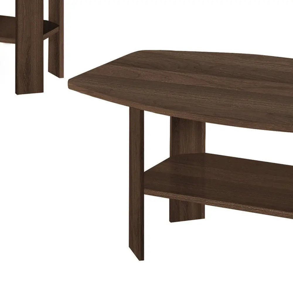 Set of Three 36" Espresso Coffee Table With Three Shelves HomeRoots