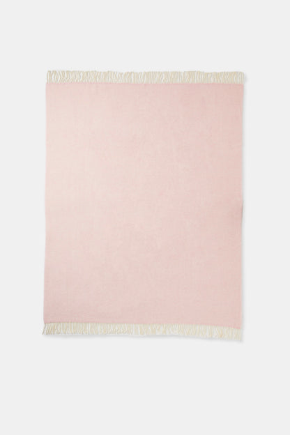 Pink Woven Wool Solid Color Reversable Throw