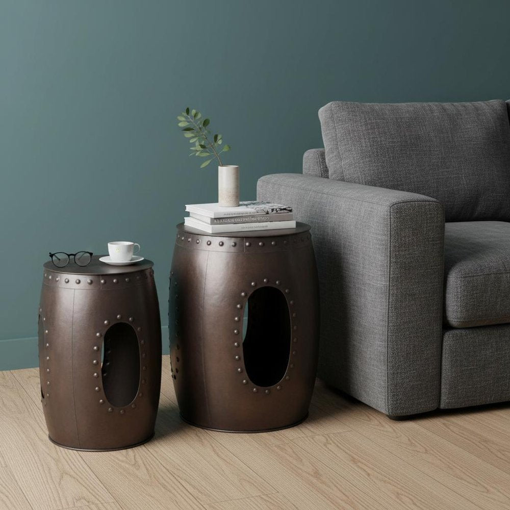20" Copper Iron Round End Tables HomeRoots